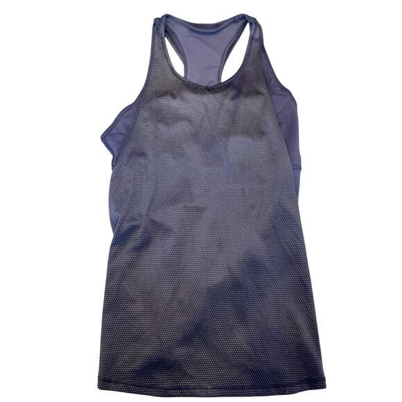 Lululemon Women 4 Pushing Limits Tank Midnight Navy Mesh Overlay Built in Bra - Picture 4 of 16